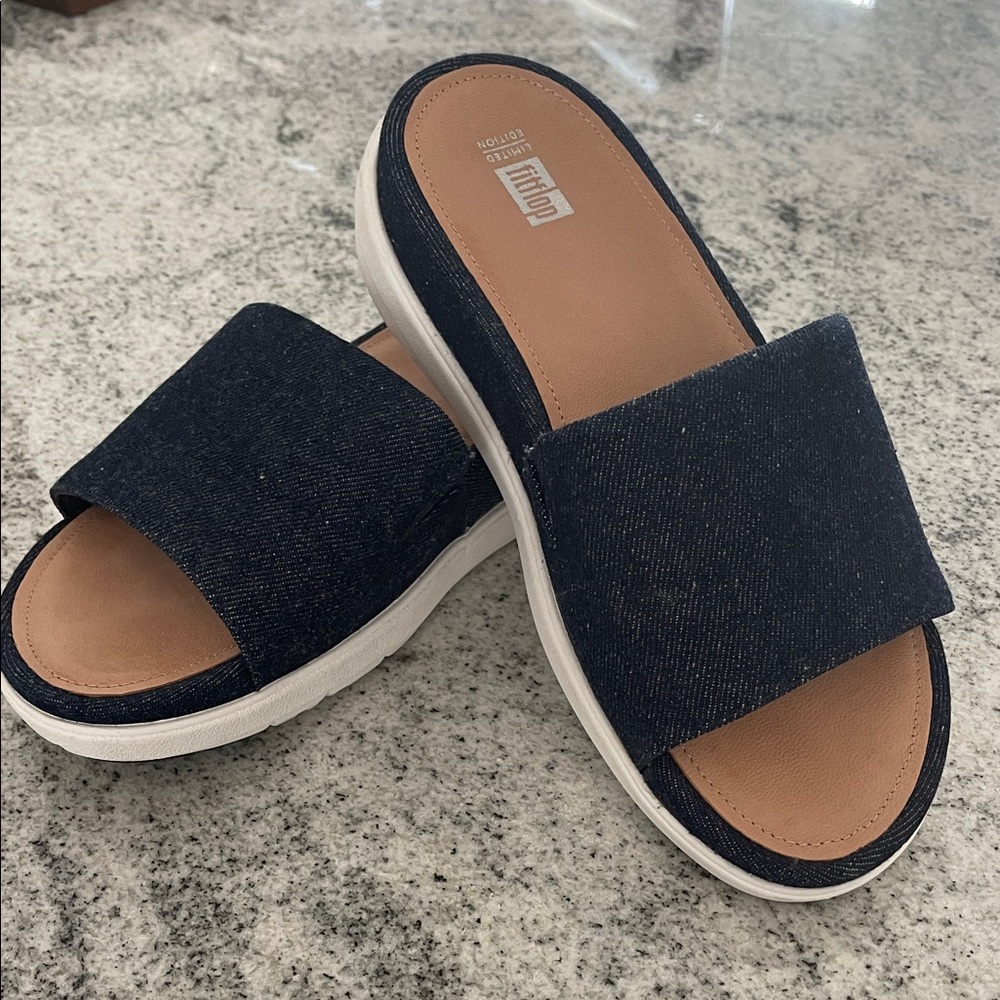 FitFlop Loosh Luxe Limited Edition Slide Denim Sandals